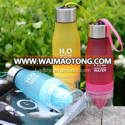 22oz Frosted plastic fruit infuser portable sports drink juice bottle