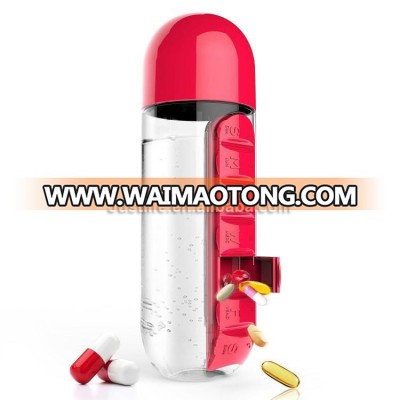 Capsule shape tritan water bottle pill organizer