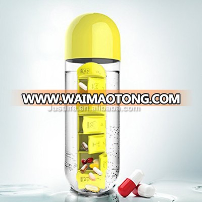 Don't forget your pills water drinking bottle travel pill organizer